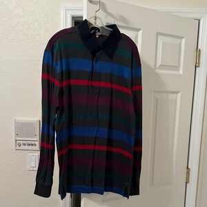 Paul & Shark Men's Shirt with Black, Blue, and Red Stripes